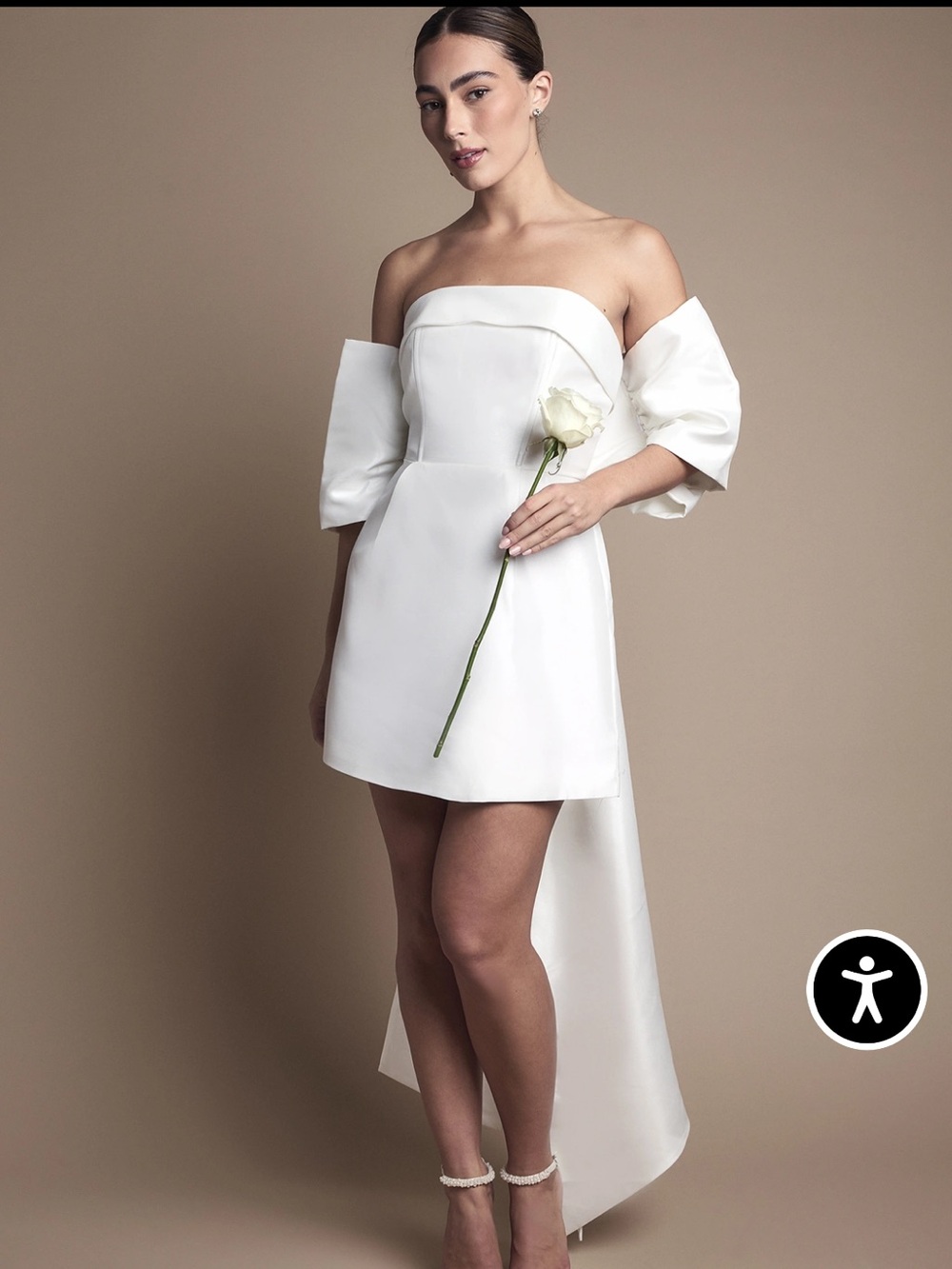 Strapless Minimal Twill Mini Wedding Dress
